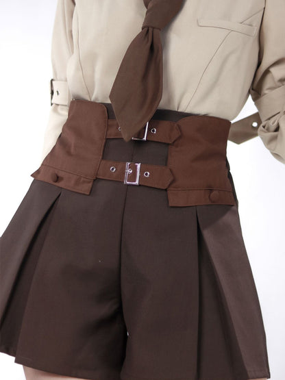 School Uniform Style Design Brown Two-piece Set PIN0003