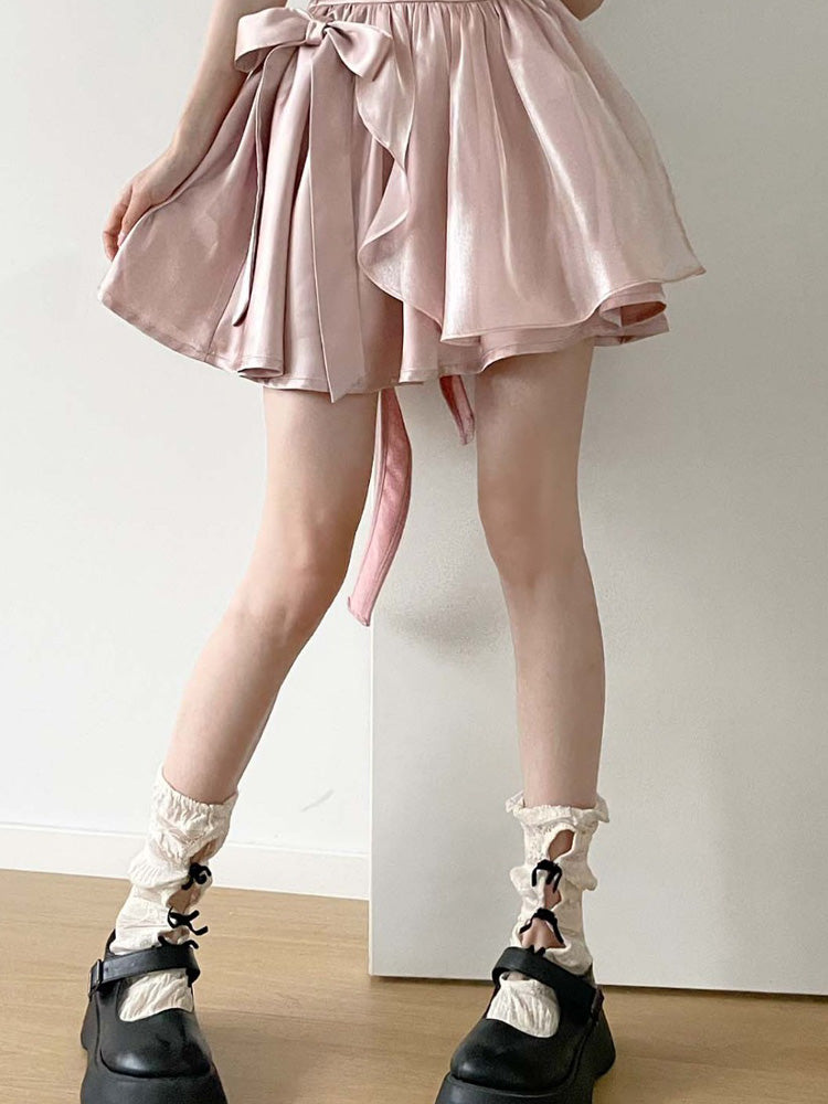 Girly Lace-up tops & Pink Pearl Skirt PIN0006