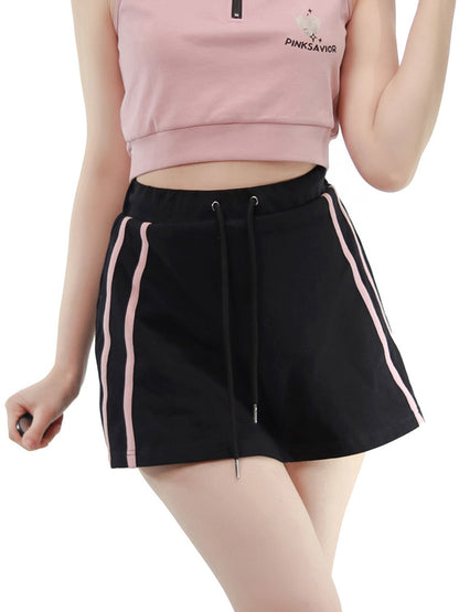 Pink Short Strap Tops & Casual Lace-up Pants PIN0012