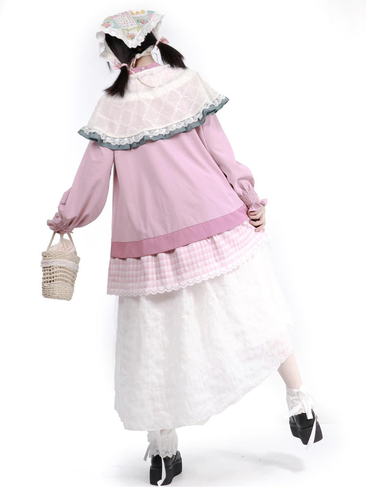 Forest Girl Style Layered Knit Shirt & skirt PIN0020