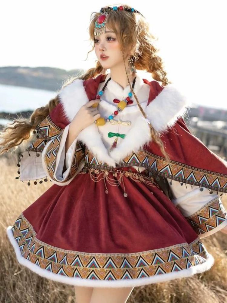 Tibetan Style Red Lolita Dress SAK0016