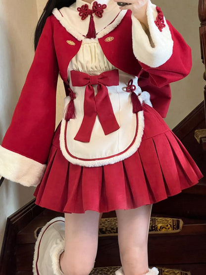 Red and White Lolita Inner & Skirt & Outer Set SAK0028