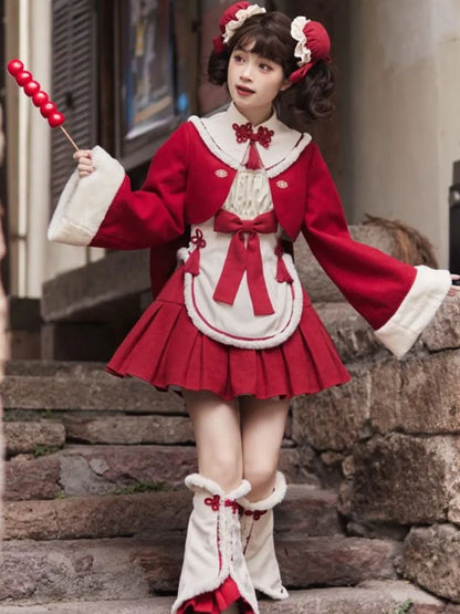 Red and White Lolita Inner & Skirt & Outer Set SAK0028