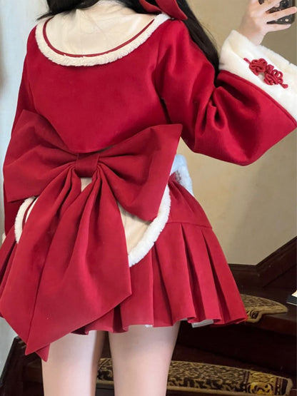 Red and White Lolita Inner & Skirt & Outer Set SAK0028