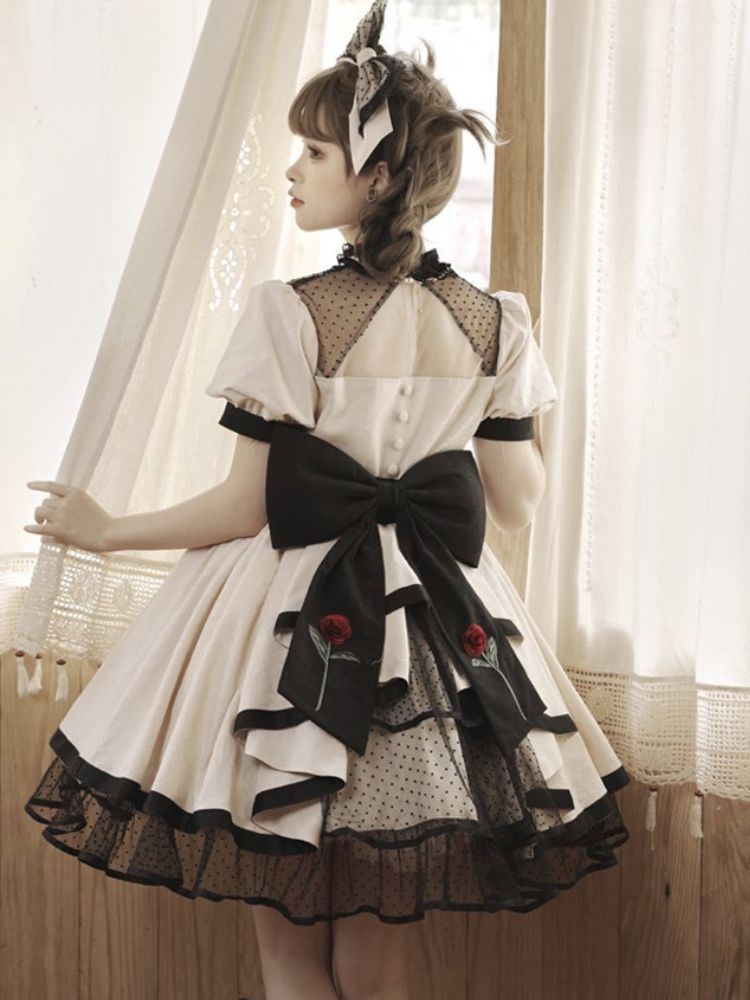 Cotton or Satin Classical Lolita Dress & Headband & Hat SAK0032