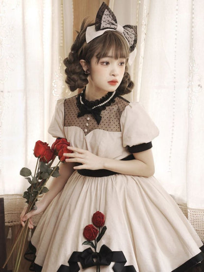 Cotton or Satin Classical Lolita Dress & Headband & Hat SAK0032