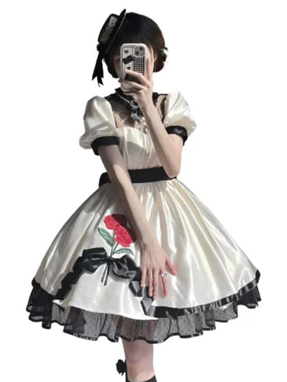 Cotton or Satin Classical Lolita Dress & Headband & Hat SAK0032