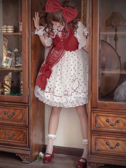 Red Polka Dot Pattern Lolita Dress SAK0035