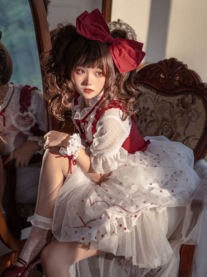 Red Polka Dot Pattern Lolita Dress SAK0035