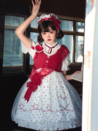 Red Polka Dot Pattern Lolita Dress SAK0035