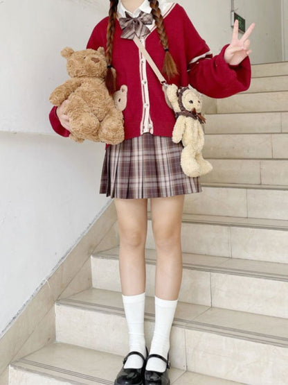 College Style Cardigan & Skirt SAK0047