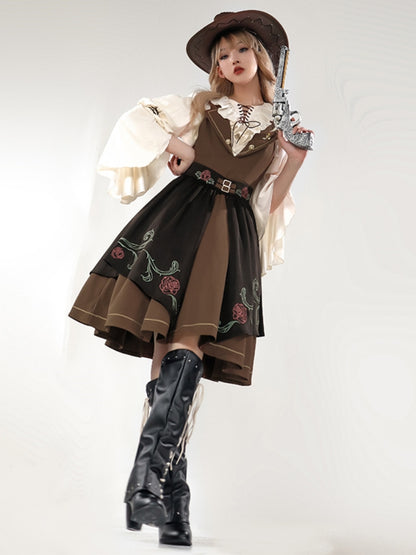 Rose Embroidered Apron Western-Style Dress SPR0011