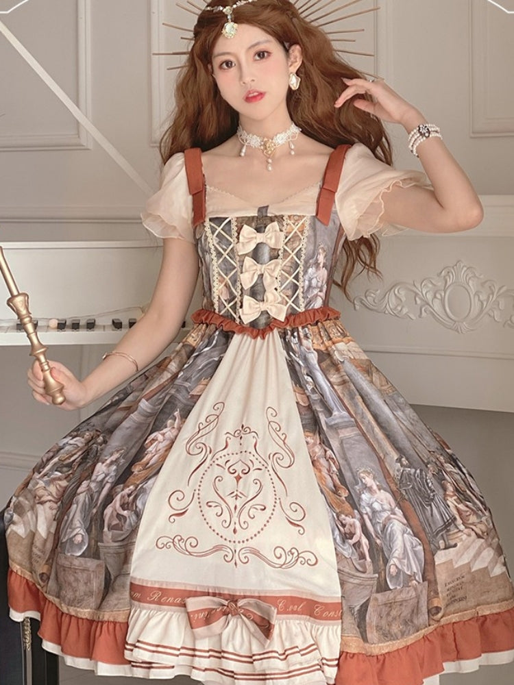 Western Painting Print Classical Lolita Princess Dress SPR0009