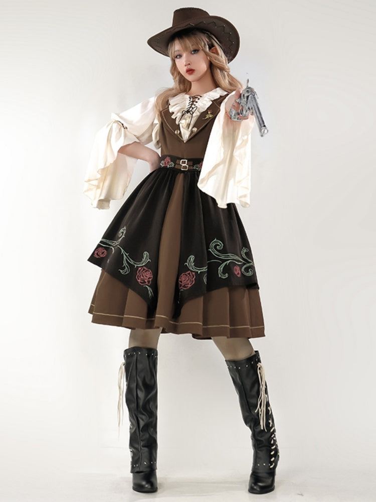 Rose Embroidered Apron Western-Style Dress SPR0011