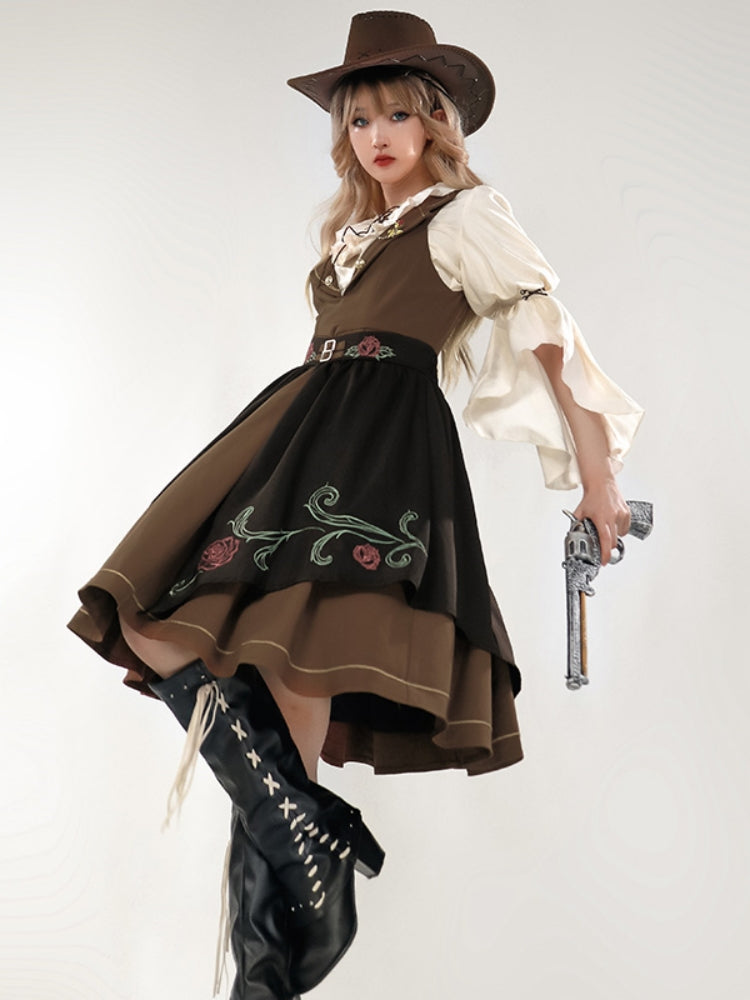 Rose Embroidered Apron Western-Style Dress SPR0011