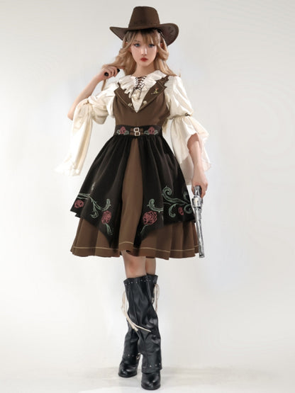 Rose Embroidered Apron Western-Style Dress SPR0011