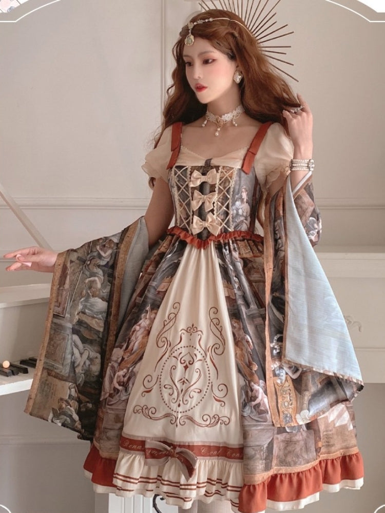 Western Painting Print Classical Lolita Princess Dress SPR0009