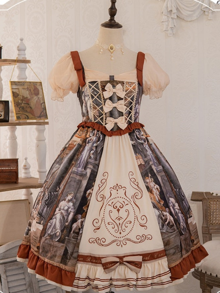 Western Painting Print Classical Lolita Princess Dress SPR0009