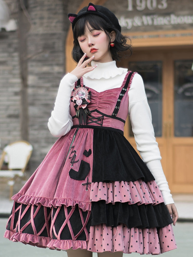 Pink x Black Asymmetry Lolita Dress SPR0018