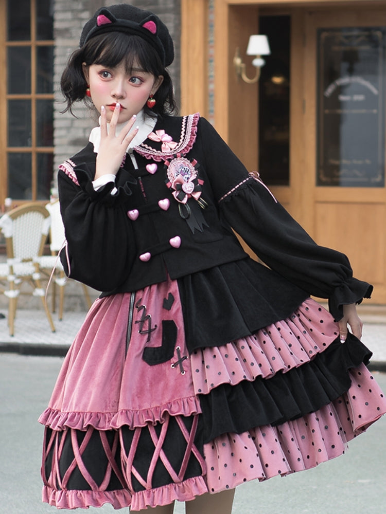 Pink x Black Asymmetry Lolita Dress SPR0018