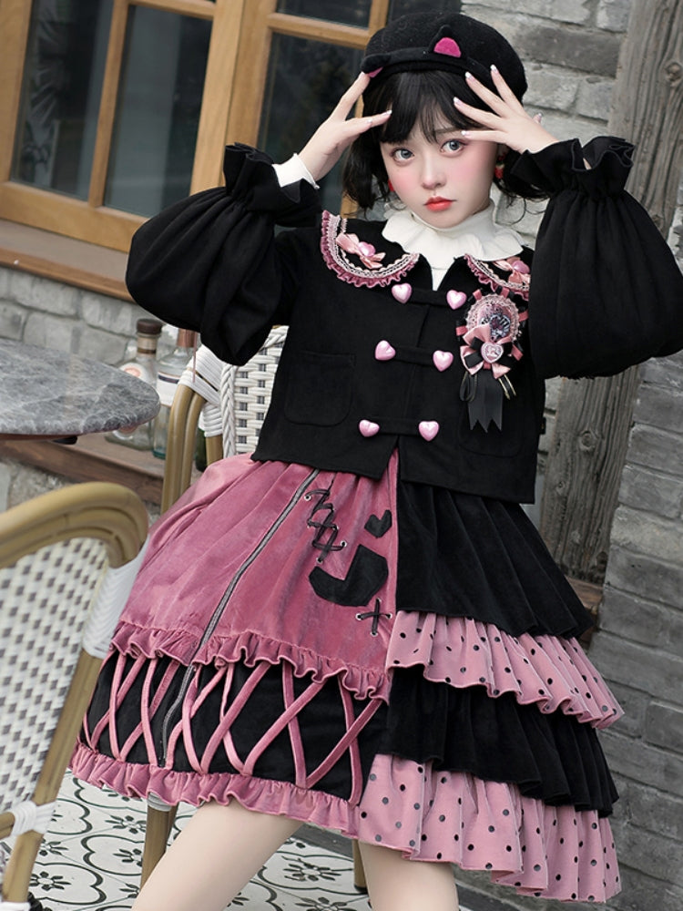 Pink x Black Asymmetry Lolita Dress SPR0018