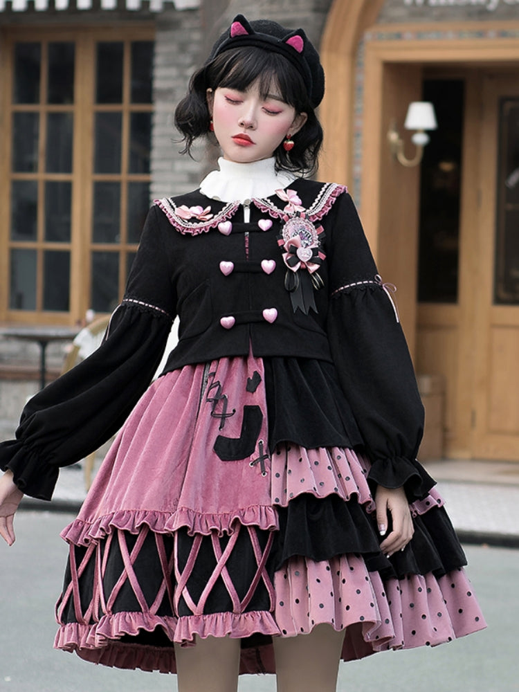 Pink x Black Asymmetry Lolita Dress SPR0018