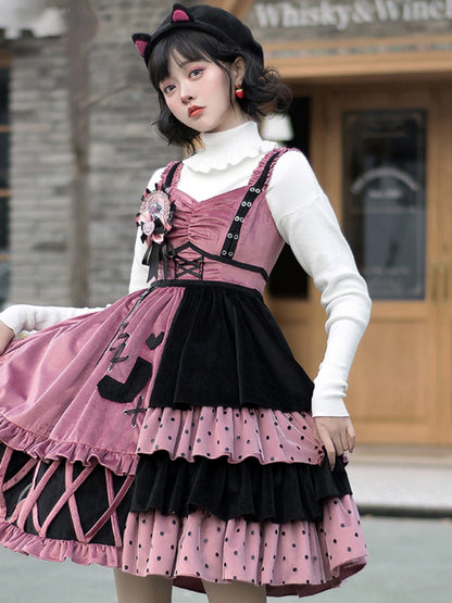 Pink x Black Asymmetry Lolita Dress SPR0018