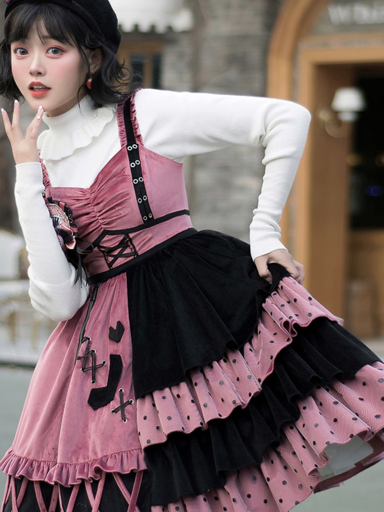 Pink x Black Asymmetry Lolita Dress SPR0018