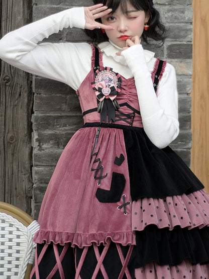 Pink x Black Asymmetry Lolita Dress SPR0018