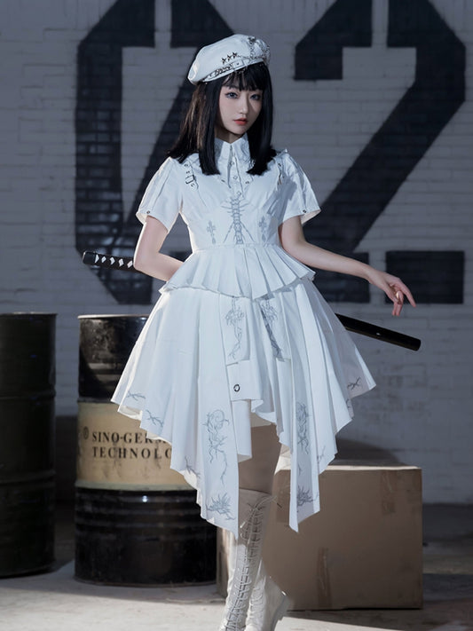 Pleated White Lolita Dress SPR0037