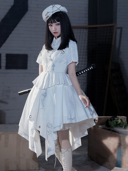 Pleated White Lolita Dress SPR0037