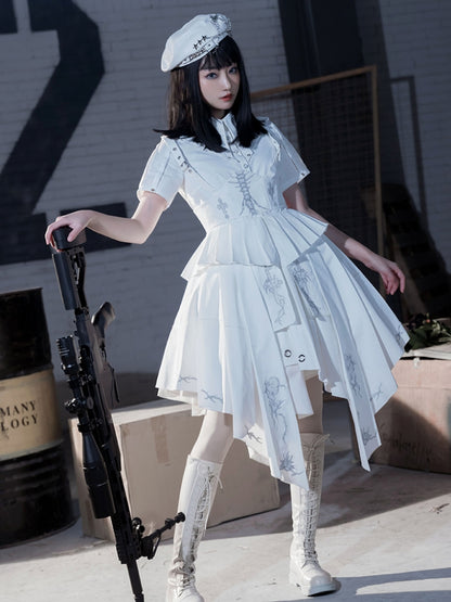 Pleated White Lolita Dress SPR0037