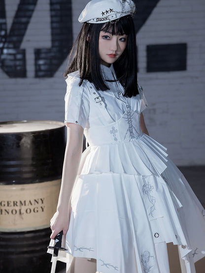 Pleated White Lolita Dress SPR0037