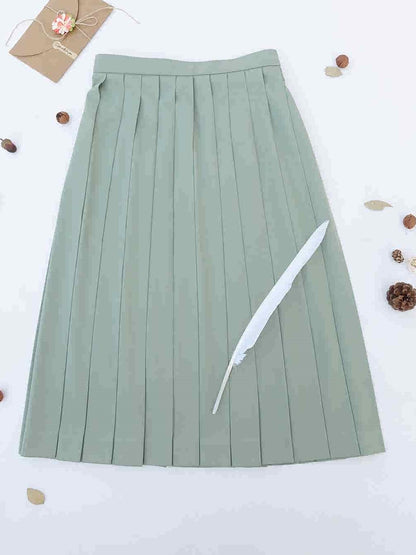 Light Green Simple Pleated Skirt HUT0102