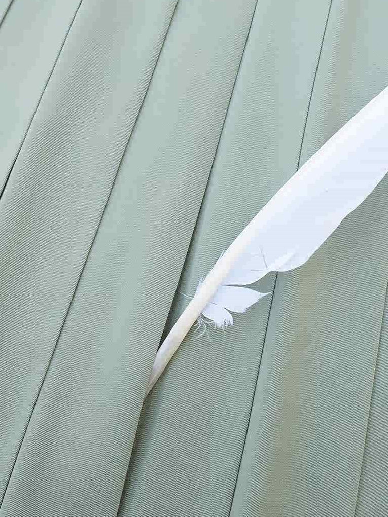 Light Green Simple Pleated Skirt HUT0102