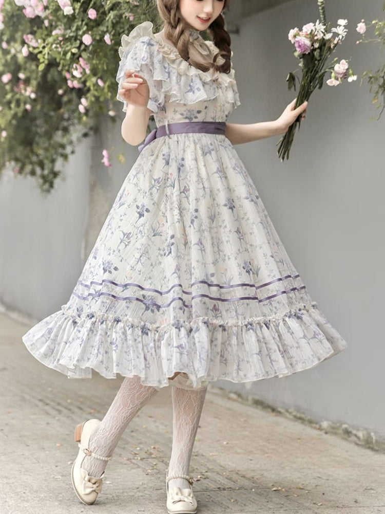 Floral Mid-Length Ribbon Dress WIT0056