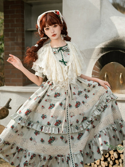 Berry Print Tiered Long Dress WIT0098