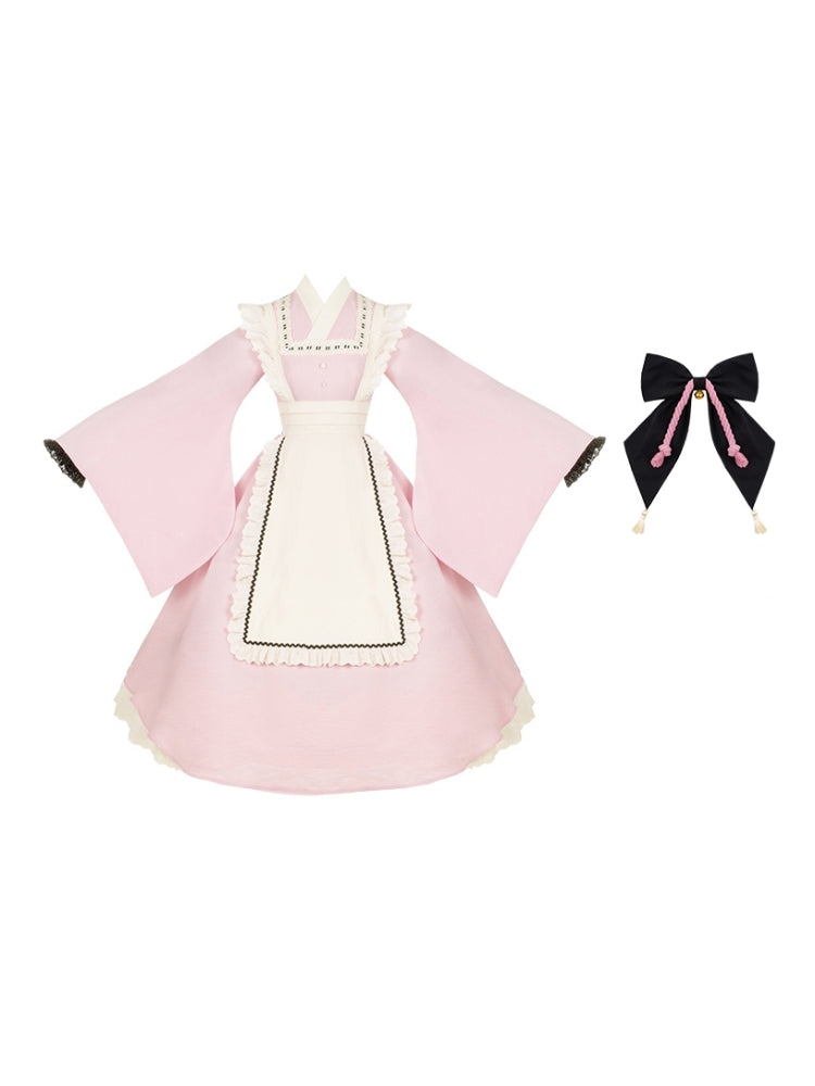 Japanese-Style Long Pink Maid Dress WIT0099