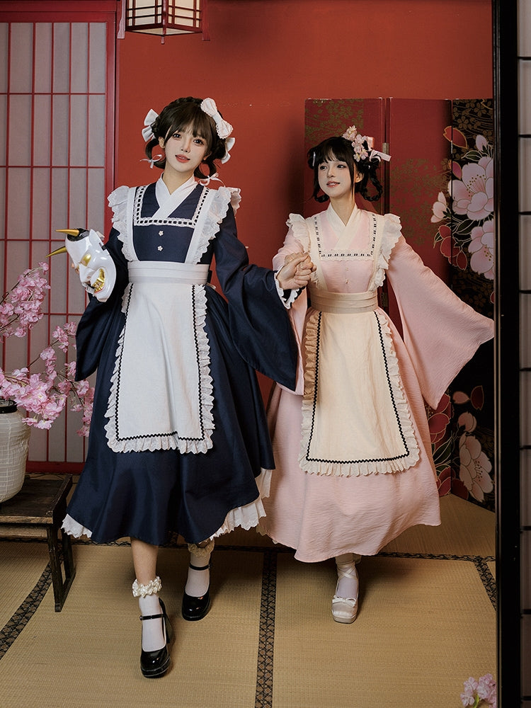 Japanese-Style Long Pink Maid Dress WIT0099