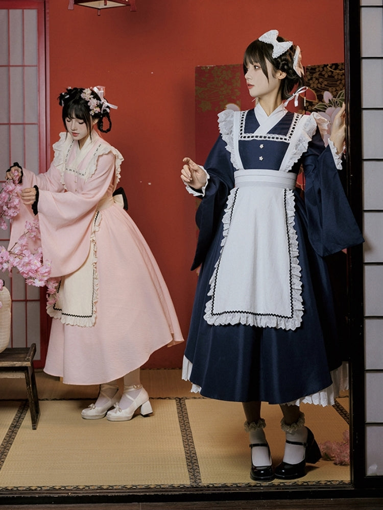 Japanese-Style Long Pink Maid Dress WIT0099