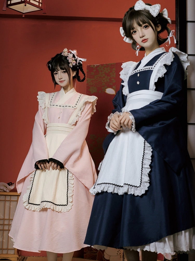 Japanese-Style Long Pink Maid Dress WIT0099