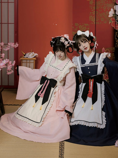 Japanese-Style Long Pink Maid Dress WIT0099