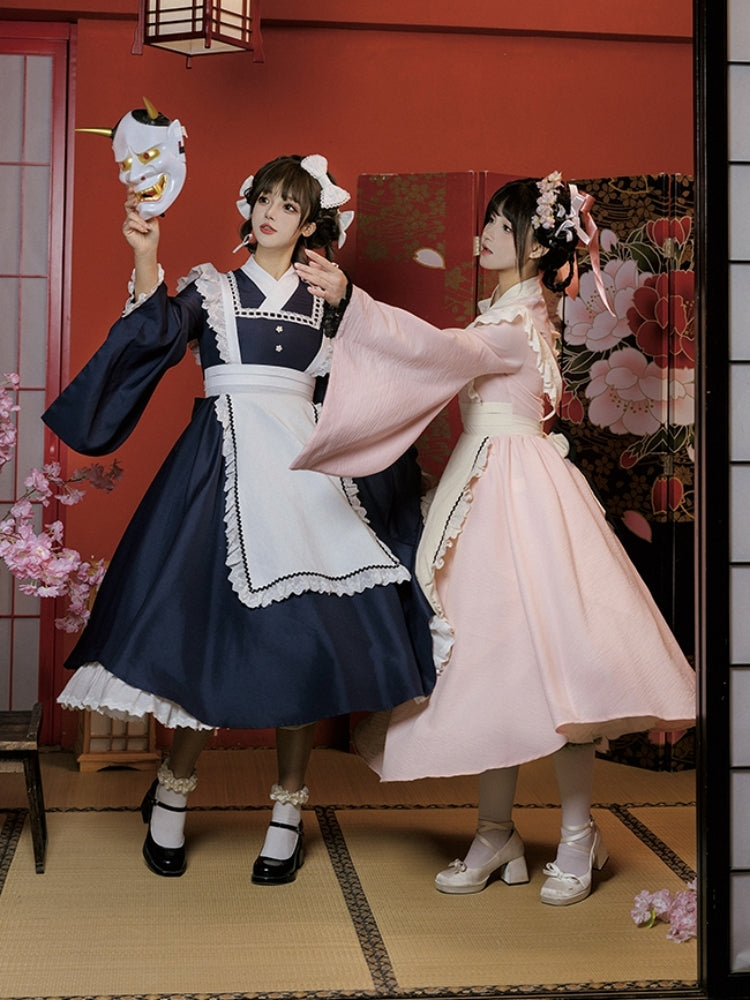 Japanese-Style Long Pink Maid Dress WIT0099