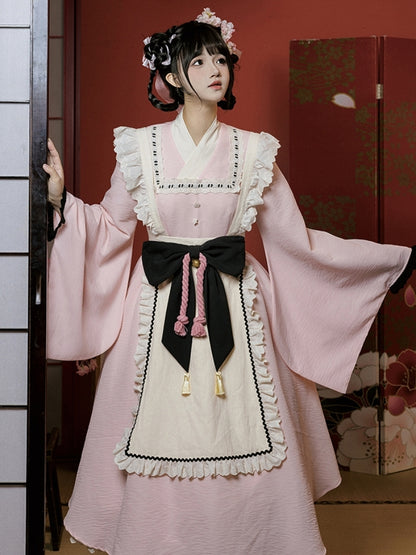 Japanese-Style Long Pink Maid Dress WIT0099