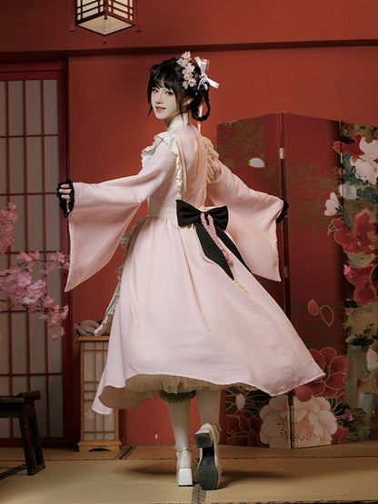 Japanese-Style Long Pink Maid Dress WIT0099