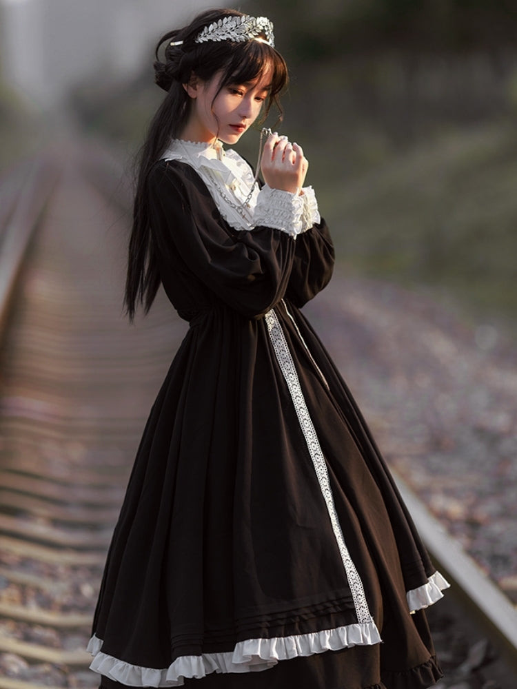 Nun-Style Long Black Dress WIT0110