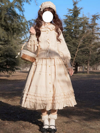 French Beige Frill Lolita Dress WIT0112