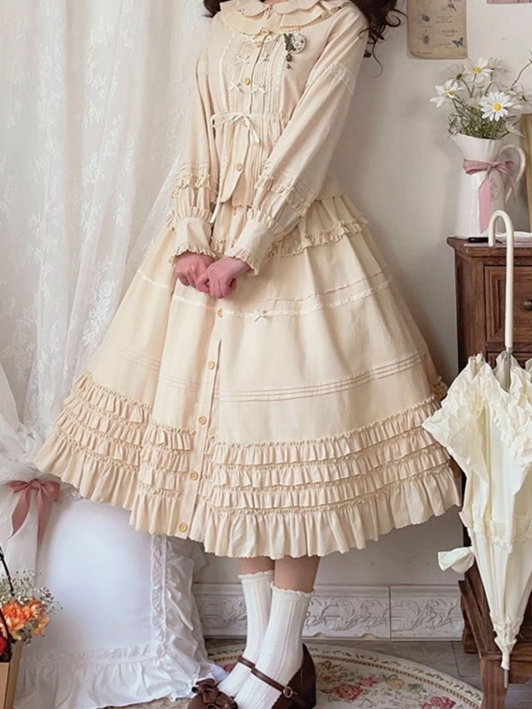 French Beige Frill Lolita Dress WIT0112