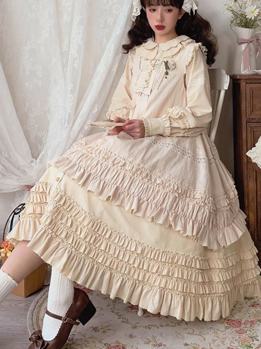 French Beige Frill Lolita Dress WIT0112