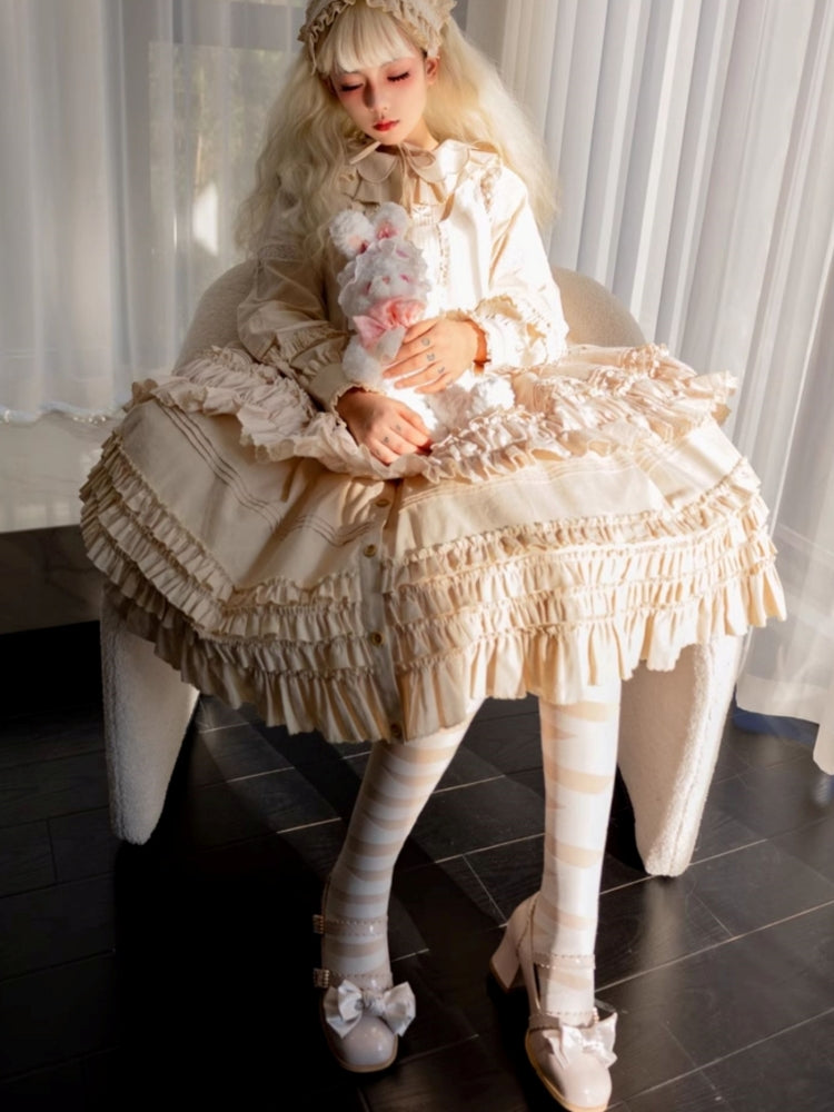 French Beige Frill Lolita Dress WIT0112